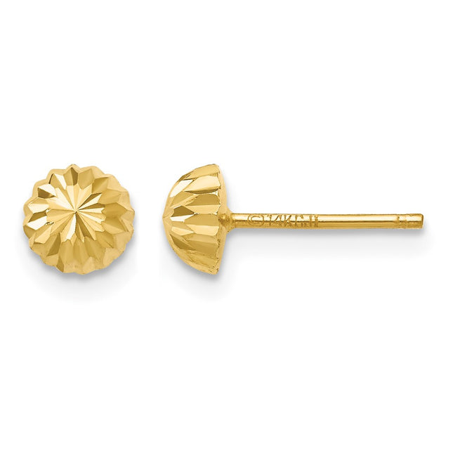 14k Gold Diamond-cut Domed Post Earrings