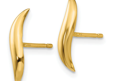 14k Polished Fancy Post Earrings, 13 x 3mm
