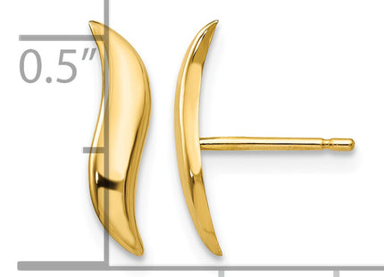 14k Polished Fancy Post Earrings, 13 x 3mm