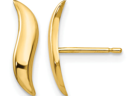 14k Polished Fancy Post Earrings, 13 x 3mm