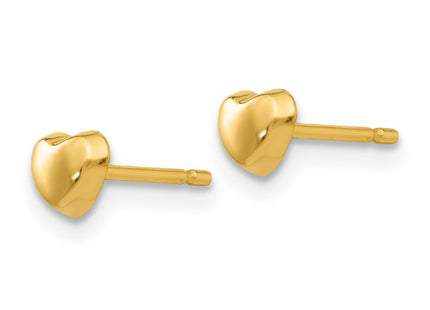 14K Polished Heart Post Earrings (Style YE1739)