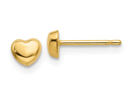 14K Polished Heart Post Earrings (Style YE1739)
