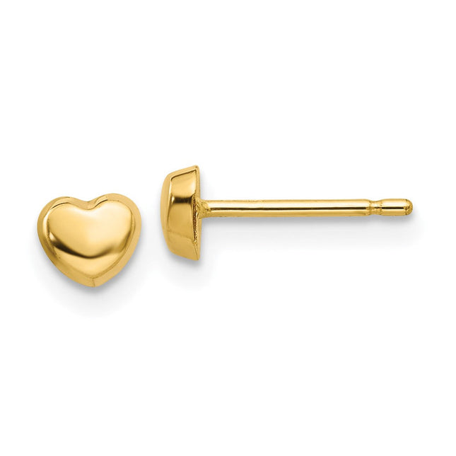 14K Polished Heart Post Earrings, 4 x 4mm