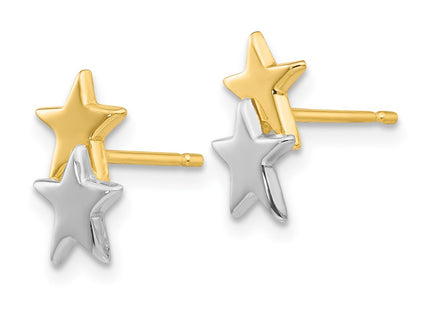 14k Yellow & Rhodium Earrings Style YE1748 - Classique Jewelry Inc.