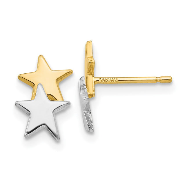 14k Yellow & Rhodium Earrings Style YE1748 - Classique Jewelry Inc.