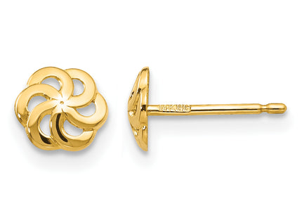 14K Polished Flower Post Earrings, 6 x 6mm