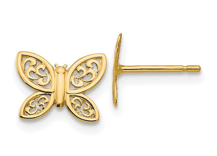 14k Polished Butterfly Post Earrings (Style YE1754)