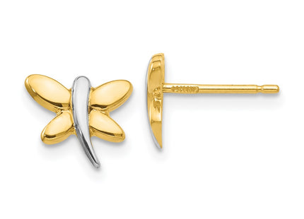 14k Yellow & Rhodium Earrings Style YE1755 - Classique Jewelry Inc.