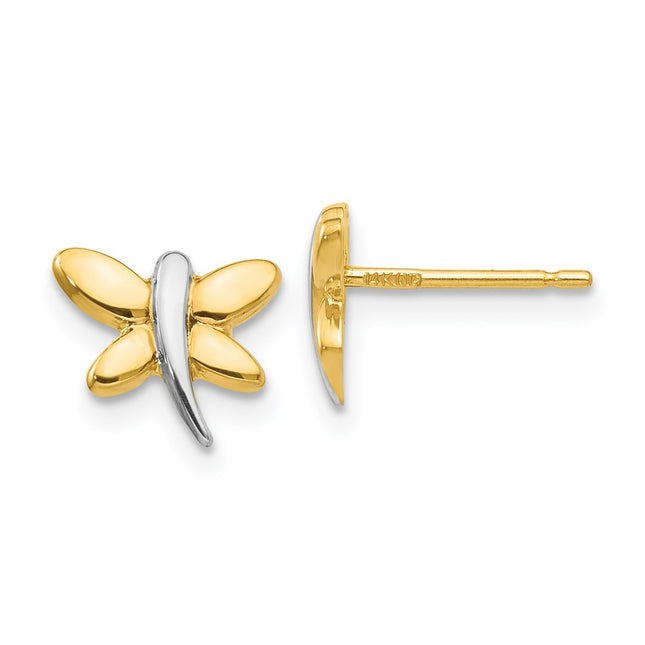 14k Yellow & Rhodium Earrings Style YE1755 - Classique Jewelry Inc.