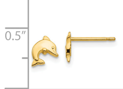 14K Polished Dolphin Post Earrings, 7 x 6mm