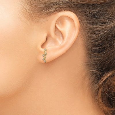 14K Polished Bar CZ Post Earrings