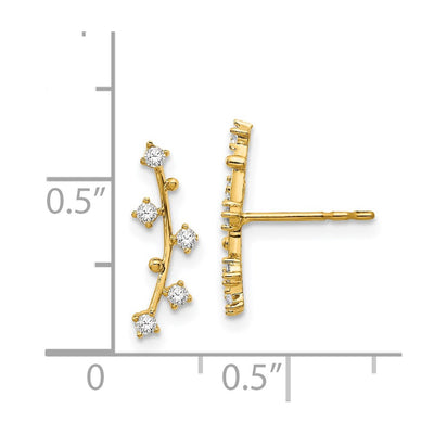 14K Polished Bar CZ Post Earrings