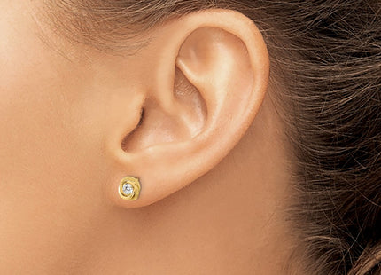 14K gold cubic zirconia knot earrings, another view