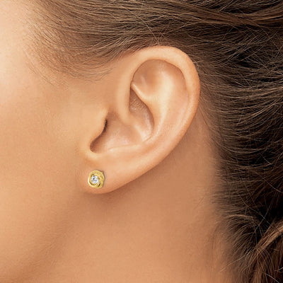 14K Polished CZ Love Knot Post Earrings, 6.5 x 6.5mm