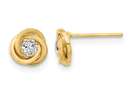14K gold cubic zirconia knot earrings