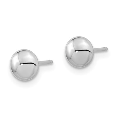 14K White Gold Polished Button Post Earrings, 5.5 x 5mm