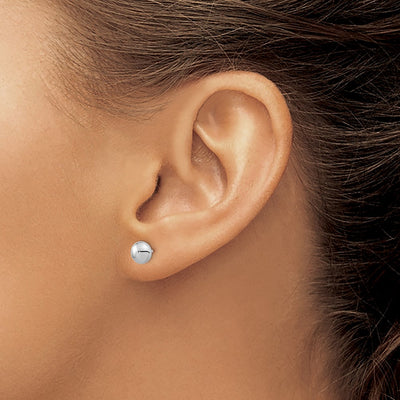 14K White Gold Polished Button Post Earrings, 5.5 x 5mm