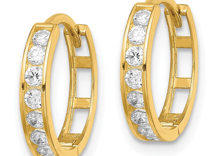 14K gold cubic zirconia hoop earrings, alternate view