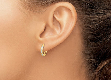 14K gold cubic zirconia hoop earrings, another view