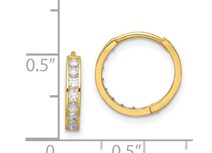 14K gold cubic zirconia hoop earrings, further view