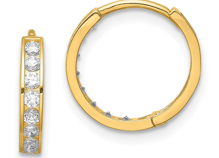 14K gold cubic zirconia hoop earrings