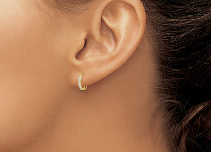 14K CZ Hinged Hoop Earrings, 10.75 x 2.5mm (1845)