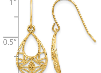 14K gold drop earrings, further view