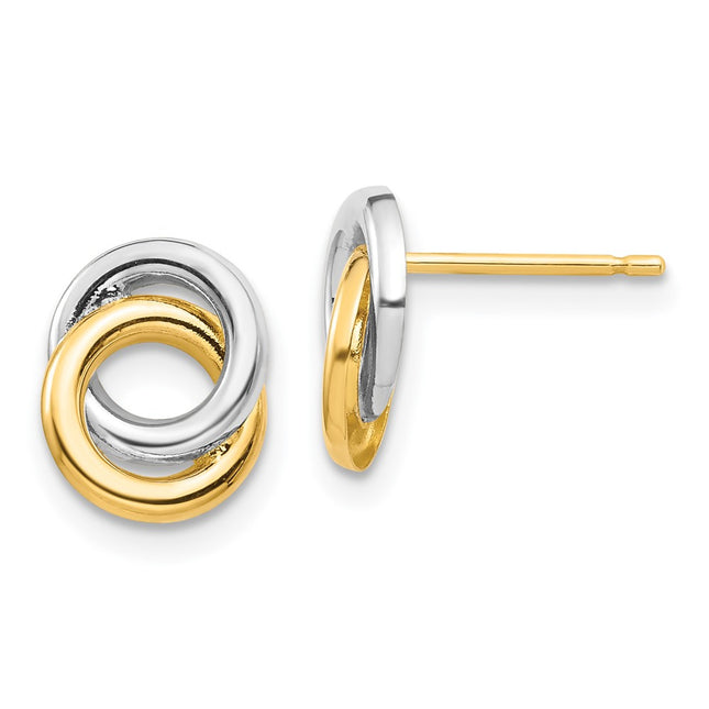 14k Yellow & Rhodium Earrings Style YE1881 - Classique Jewelry Inc.