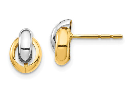 14k Yellow & Rhodium Earrings Style YE1882 - Classique Jewelry Inc.