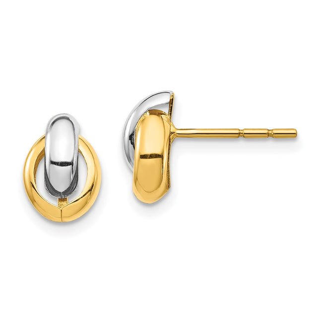 14k Yellow & Rhodium Earrings Style YE1882 - Classique Jewelry Inc.