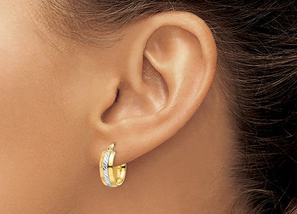 14k w/ White Rhodium Diamond-cut Hoop Earrings (Style YE1907)