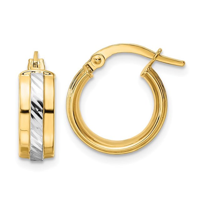 14k Yellow & Rhodium Earrings Style YE1907 - Classique Jewelry Inc.