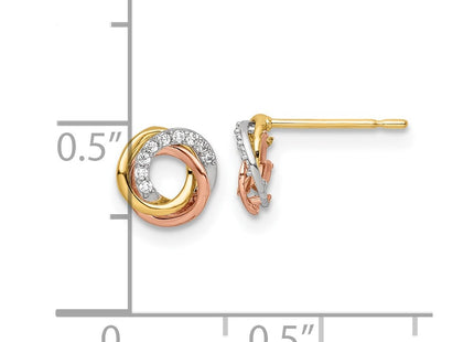 14k Tri-Color Earrings Style YE1941 - Classique Jewelry Inc.