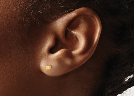 14K Polished Cube Post Earrings, 2.5 x 2.5mm