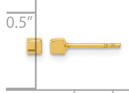 14K Polished Cube Post Earrings, 2.5 x 2.5mm