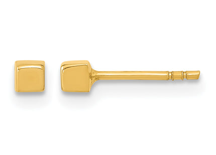 14K Polished Cube Post Earrings, 2.5 x 2.5mm