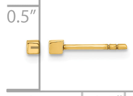 14K Polished Cube Post Earrings, 2 x 2mm