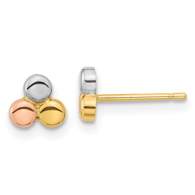 14K Polished Cube Post Earrings, 2 x 2mm