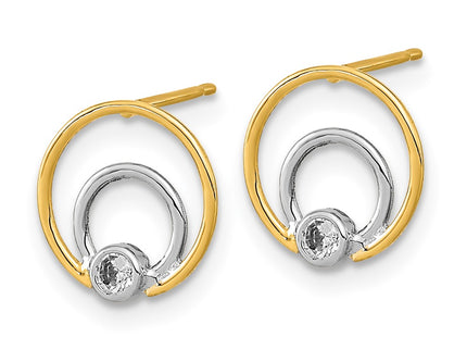 14k Yellow & Rhodium Earrings Style YE1956 - Classique Jewelry Inc.