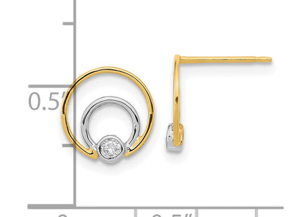 14k Yellow & Rhodium Earrings Style YE1956 - Classique Jewelry Inc.