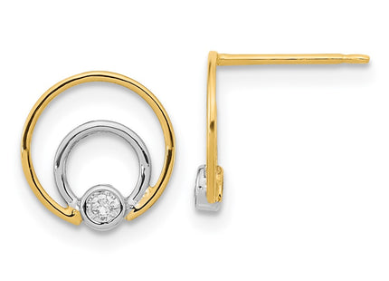 14k Yellow & Rhodium Earrings Style YE1956 - Classique Jewelry Inc.