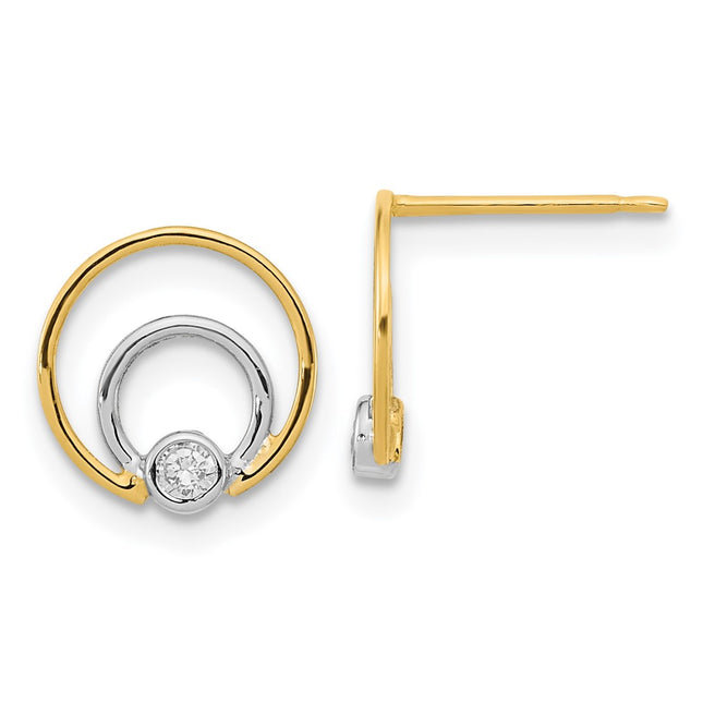 14k Yellow & Rhodium Earrings Style YE1956 - Classique Jewelry Inc.