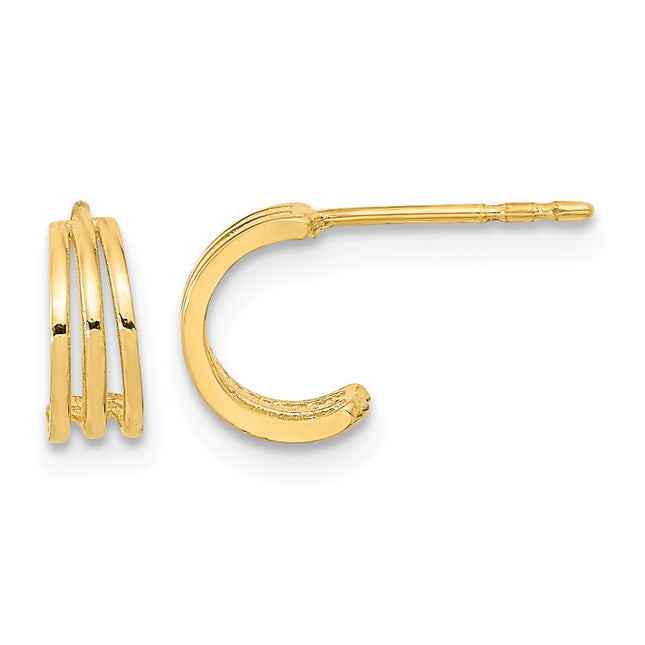 14K Polished Hoop Post Earrings, 9 x 6.75mm