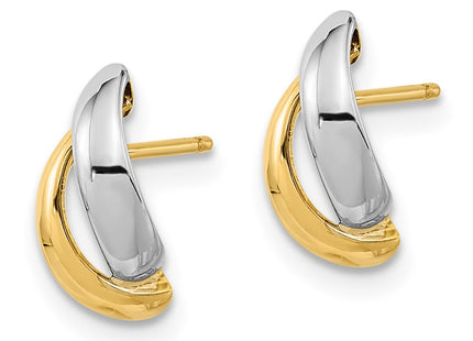 14k Yellow & Rhodium Earrings Style YE1981 - Classique Jewelry Inc.