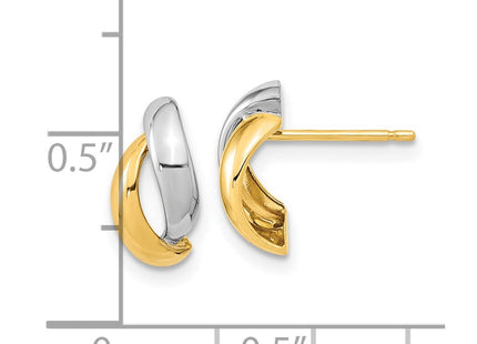 14k Yellow & Rhodium Earrings Style YE1981 - Classique Jewelry Inc.