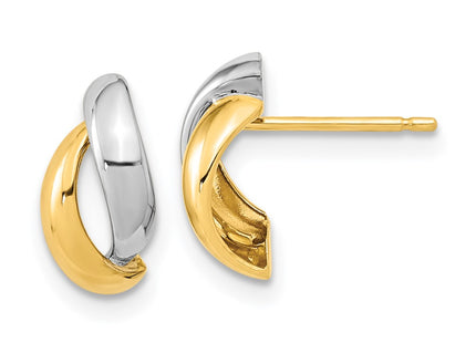 14k Yellow & Rhodium Earrings Style YE1981 - Classique Jewelry Inc.