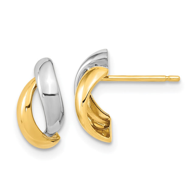 14k Yellow & Rhodium Earrings Style YE1981 - Classique Jewelry Inc.
