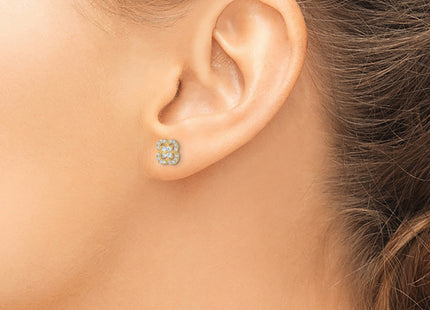 14K Polished Flower CZ Post Earrings, 8 x 8mm