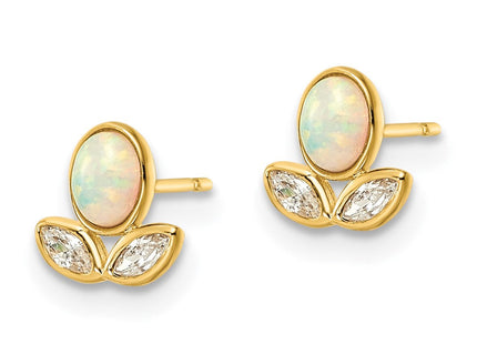 14K gold cubic zirconia flower earrings, alternate view
