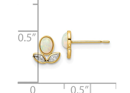 14K gold cubic zirconia flower earrings, another view